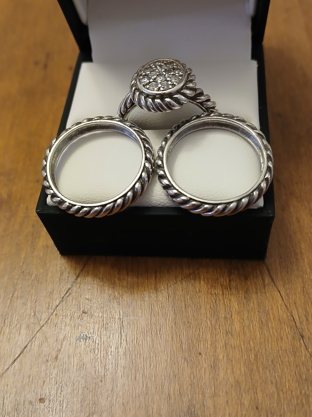 925 Twist Rope Silver Ring Set - Picture 5 of 9